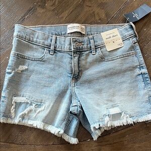 Abercrombie Kids Distressed Light Blue Jean Shorts